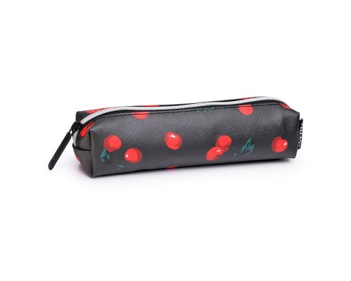 Пенал "Limited Edition Very Cherry" 210x40x40 мм прямоугольный, антивандальная искусственная кожа с тиснением до -40C, отделение на молнии сверху, прямоугольный для 40 предметов, полноцветная печать