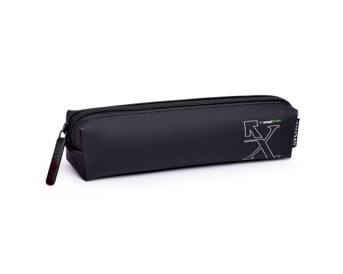 Пенал "X Moving Forward" 210x40x40 мм, износостойкий силикон, прямоугольный для 40 предметов, отделение на молнии, черный