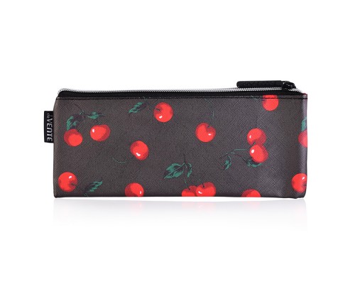 Пенал "Limited Edition Very Cherry" 215x90x10 мм плоский, антивандальная искусственная кожа с тиснением до -40C, отделение на молнии сверху, плоский для 35 предметов, полноцветная печать