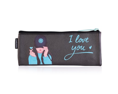 Пенал "K-Pop Heartbeat" 215x90x10 мм плоский, антивандальная искусственная кожа с тиснением (до -40C), отделение на молнии сверху, плоский для 35 предметов, полноцветная печать