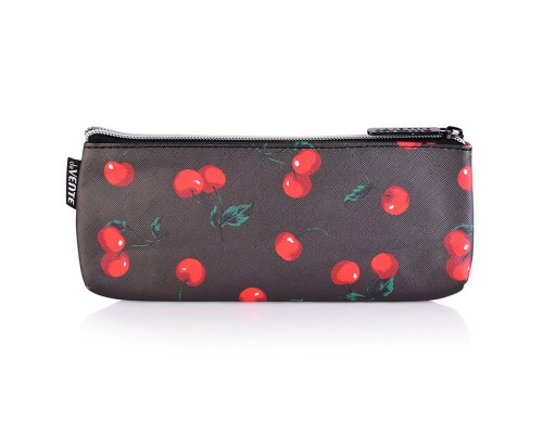 Пенал "Limited Edition Very Cherry" 210x80x35 мм треугольный, антивандальная искусственная кожа с тиснением до -40C, отделение на молнии сверху, треугольный для 45 предметов, черный