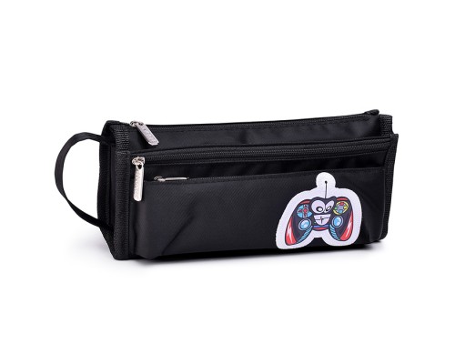 Пенал "Game Monster" 21x10x7,5 см прямоугольный, плотный износостойкий нейлон с водоотталкивающей пропиткой, прямоугольной формы на молнии для 60 предметов, 1 отделение, 2 наружных объемных кармана на молнии, органайзер на липучке, с ручкой-петл
