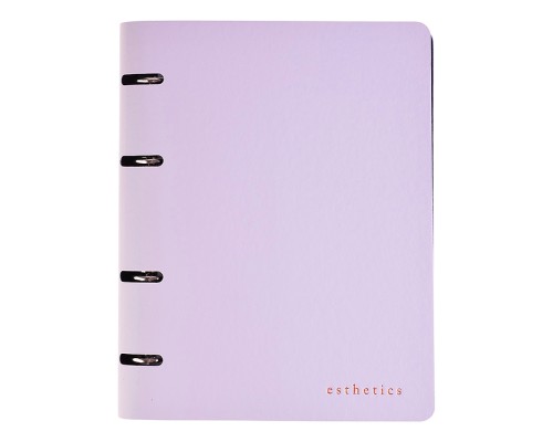 Тетрадь на кольцах А5 (175x220 мм) со сменным блоком "Esthetics" 80 листов, блок офсет 70 г/м&sup2; в клетку, гибкая обложка слим из искусственной кожи и картона 300г/м&sup2;, тиснение фольгой, термоусадочная пленка, лавандово-пепельная