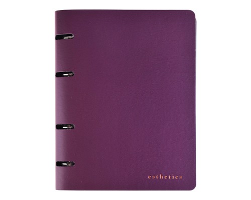 Тетрадь на кольцах А5 (175x220 мм) со сменным блоком "Esthetics" 80 листов, блок офсет 70 г/м&sup2; в клетку, гибкая обложка слим из искусственной кожи и картона 300г/м&sup2;, тиснение фольгой, термоусадочная пленка, бургунди
