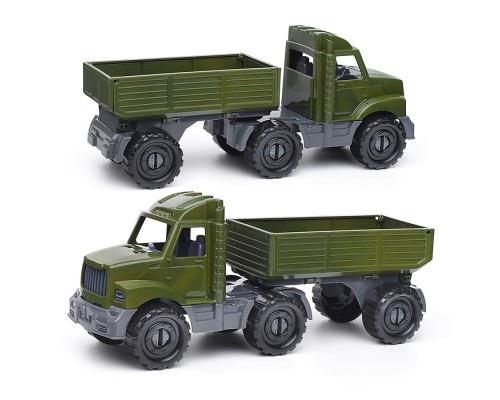 Машинка Тягач "Бизон" бортовой с прицепом Военный