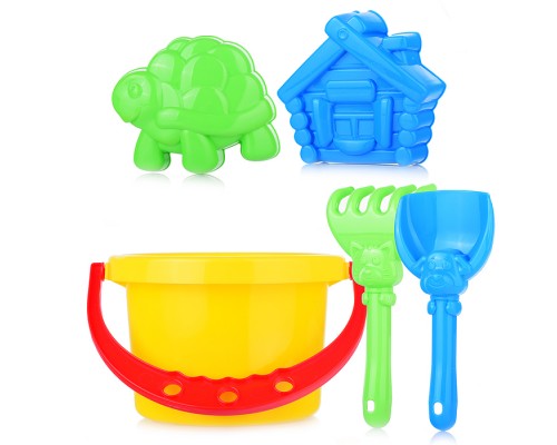 Набор №15 (ведро 1 л + лопатка 13 см + грабли 13 см + 2 формочки)