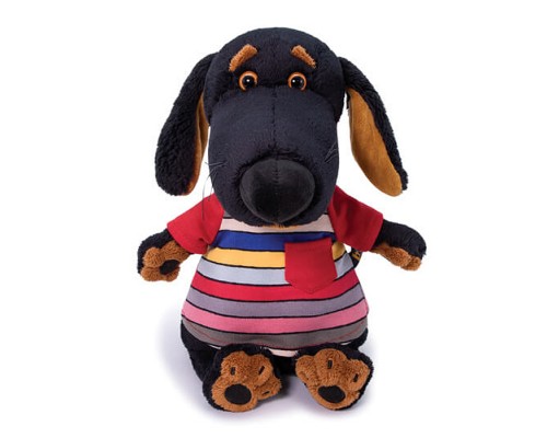 Собака Ваксон в футболке в полоску