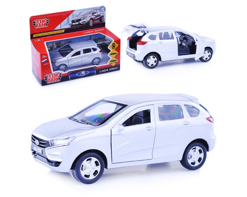 Машина металл Lada Xray, 12см, (открыв. двери, серебристый ) инерц, в коробке