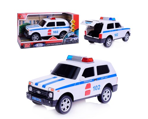 Машина пластик свет-звук LADA 4x4 URBAN Полиция 19,5 см, 2 кноп, инерционная
