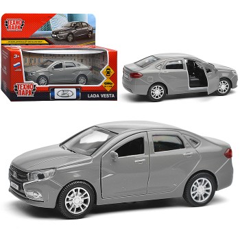 Машина металл LADA vesta 11,5 см, двери, темно-серый
