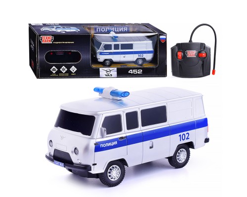 Машина р/у УАЗ 452 Полиция, 18 см, свет, сереб,