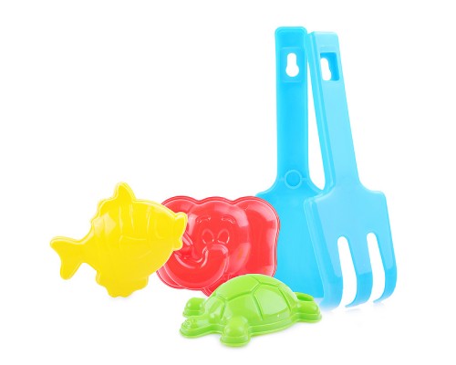 Набор для песка (Лопатка, грабли, 3 форм.) в сетке
