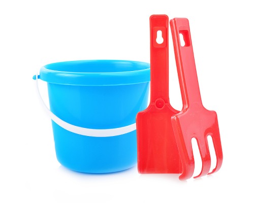 Комплект для песка "Мини" (ведёрко, лопата, грабли) в сетке