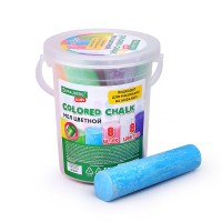 Мел в ведерке для рисования на асфальте 8 штук, цветной круглый