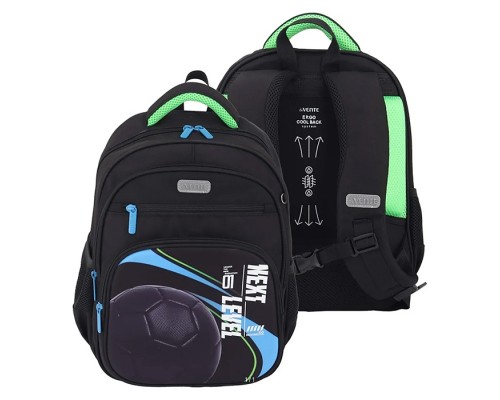 Рюкзак "Grade. Next Level Football" школьный жесткий 37x28x16 см (16 л) вес 700 г, плотный износостойкий полиэстер с водоотталкивающей пропиткой, 2 просторных отделения на молнии (одно отделение с разделителями для учебников, другое отделение с 