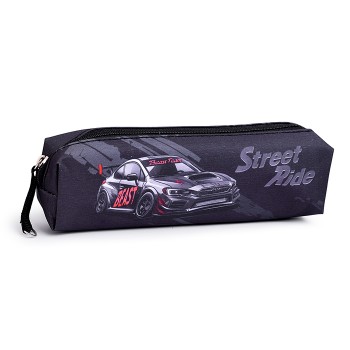 Пенал школьный "Черная машина" без наполнения, 20х4х4.5 см, микрофибра