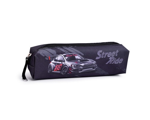 Пенал школьный "Черная машина" без наполнения, 20х4х4.5 см, микрофибра