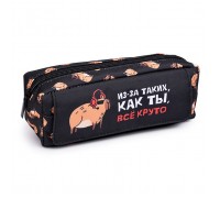 Пенал школьный "Крутая капибара" без наполнения, 20х7х5 см, полиэстер