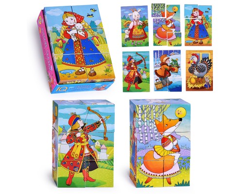 IQ кубики. 6 кубиков в поддончике. Русские сказки . 3+