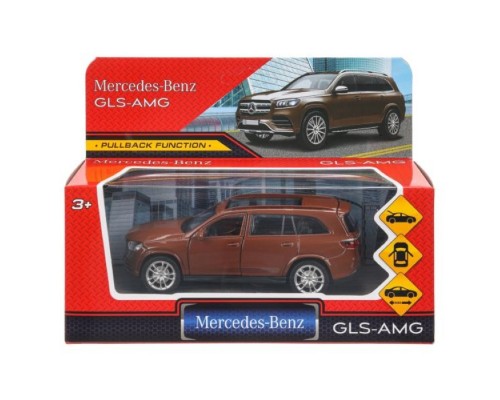 Машина металл Mercedes-Benz gls class amg 12см, двери, багажник, инерц, бронзовый