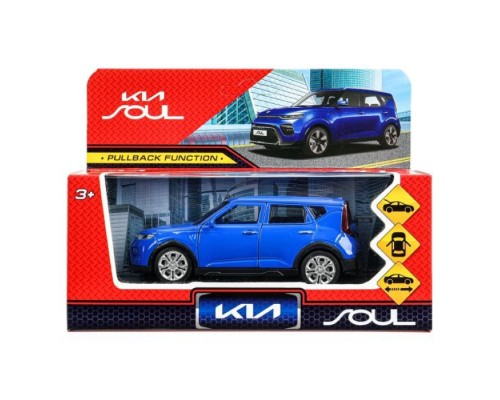 Машина металл KIA soul длина 12 см, двери, багажник, инерц, синий