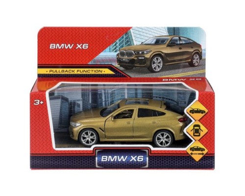 Машина металл BMW X6 длина 12 см, двери, багаж, инер, бежевый