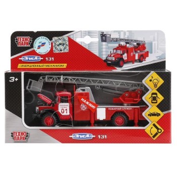 Машина ЗИЛ 131 Пожарная (свет+звук) инерционный механизм