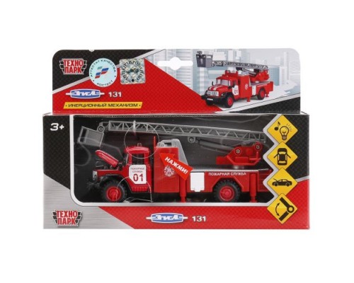 Машина ЗИЛ 131 Пожарная (свет+звук) инерционный механизм