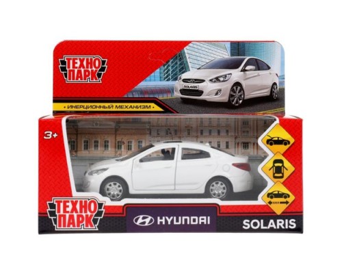 Машина металл Hyundai Solaris, 12 см, двери, багажн, инерц, белый