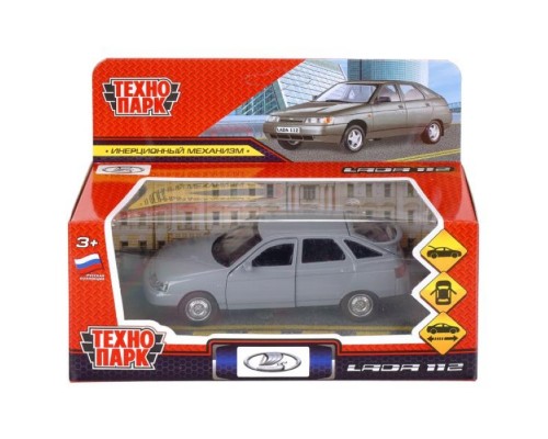 Машина металл Ваз-2112 12 см, двери, багаж, серый
