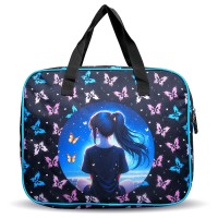 Папка для тетрадей, ИЗО и технологии "Butterfly Dreams" A4 (36x28x8 см), плотный износостойкий полиэстер с водоотталкивающей пропиткой, отделение на молнии с внутренним карманом, с текстильными ручками увеличенной длины 28 см, с текстильным расш