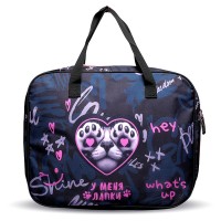 Папка для тетрадей, ИЗО и технологии "У меня лапки" A4 (36x28x8 см), плотный износостойкий полиэстер с водоотталкивающей пропиткой, отделение на молнии с внутренним карманом, с текстильными ручками увеличенной длины 28 см, с текстильным расширен