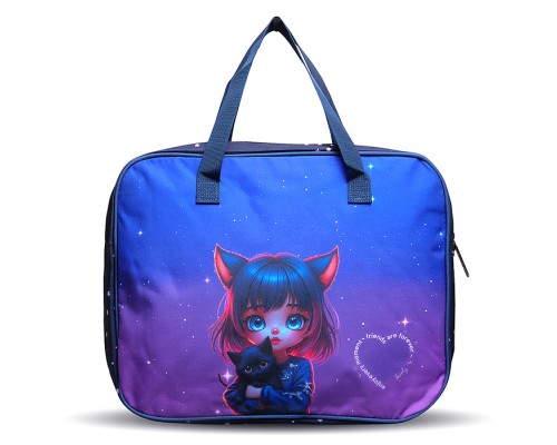 Папка для тетрадей, ИЗО и технологии "Friends Forever" A4 (36x28x8 см), плотный износостойкий полиэстер с водоотталкивающей пропиткой, отделение на молнии с внутренним карманом, с текстильными ручками увеличенной длины 28 см, с текстильным расши