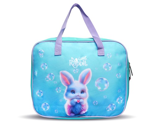 Папка для тетрадей, ИЗО и технологии "Little Rabbit" A4 (36x28x8 см), плотный износостойкий полиэстер с водоотталкивающей пропиткой, отделение на молнии с внутренним карманом, с текстильными ручками увеличенной длины 28 см, с текстильным расшире