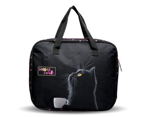 Папка для тетрадей, ИЗО и технологии "MooreCafe" A4 (36x28x8 см), плотный износостойкий полиэстер с водоотталкивающей пропиткой, отделение на молнии с внутренним карманом, с текстильными ручками увеличенной длины 28 см, с текстильным расширением