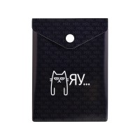 Папка для документов пластиковая"Мяу"полипропилен, А6, 15.8х11.4 см, кнопка