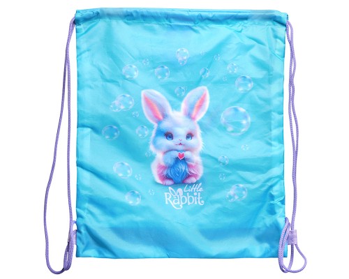 Сумка для сменной обуви "Little Rabbit" 40x47 см, износостойкий полиэстер с водоотталкивающей пропиткой, 1 отделение, на веревочной завязке, с вставкой из пластиковой сетки для вентиляции, с петлей для повеса и переноски, бирюзовый