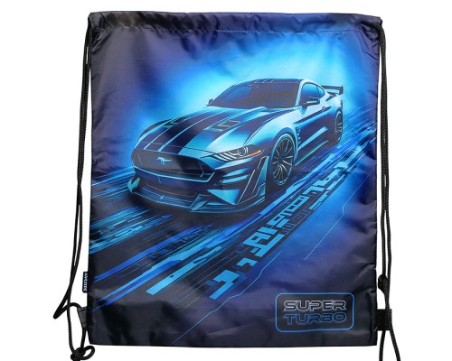 Сумка для сменной обуви "Super Turbo" 40x47 см, износостойкий полиэстер с водоотталкивающей пропиткой, 1 отделение, на веревочной завязке, с вставкой из пластиковой сетки для вентиляции, с петлей для повеса и переноски, черный