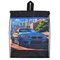 Сумка для обуви с петлей, карман на молнии 470/370 "Яркая машина"