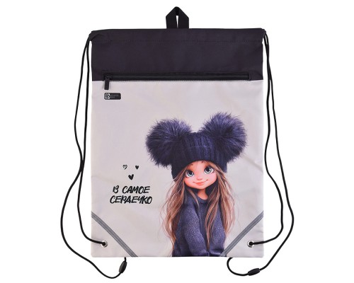 Мешок для обуви "Девчонка в шапке" 1 отделение, 36x48 см, полиэстер