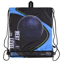 Сумка для сменной обуви "Next Level Football" 40x47 см, износостойкий полиэстер с водоотталкивающей пропиткой, 1 отделение, на веревочной завязке, с вставкой из пластиковой сетки для вентиляции, с петлей для повеса и переноски, черный