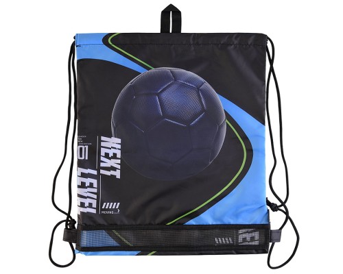 Сумка для сменной обуви "Next Level Football" 40x47 см, износостойкий полиэстер с водоотталкивающей пропиткой, 1 отделение, на веревочной завязке, с вставкой из пластиковой сетки для вентиляции, с петлей для повеса и переноски, черный