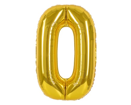 Шар (40''/102 см) Цифра, 0, Золото, 1 шт. в уп.
