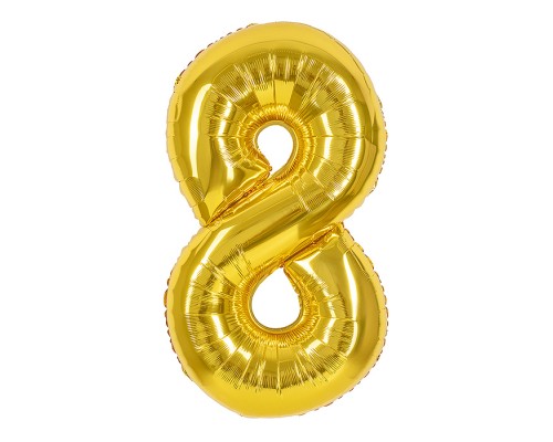 Шар (40''/102 см) Цифра, 8, Золото, 1 шт. в уп.