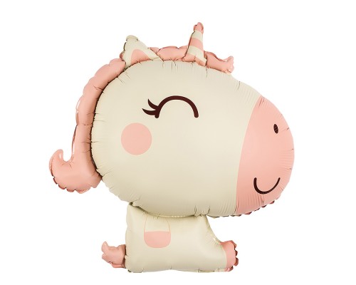 Шар (31''/79 см) Фигура, Милый единорог, Розовый, Сатин, 1 шт. в уп.