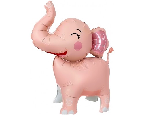 Шар 3D (25''/64 см) Фигура, Слоник, Розовый, Сатин, 1 шт. в уп.