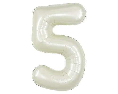 Шар (40''/102 см) Цифра, 5, Белый песок, Сатин, 1 шт. в уп.