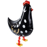 Шар 3D (23''/58 см) Ходячая Фигура, Курица, Черный, 1 шт. в уп.