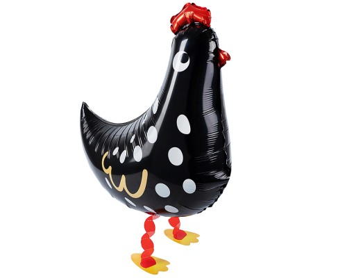 Шар 3D (23''/58 см) Ходячая Фигура, Курица, Черный, 1 шт. в уп.