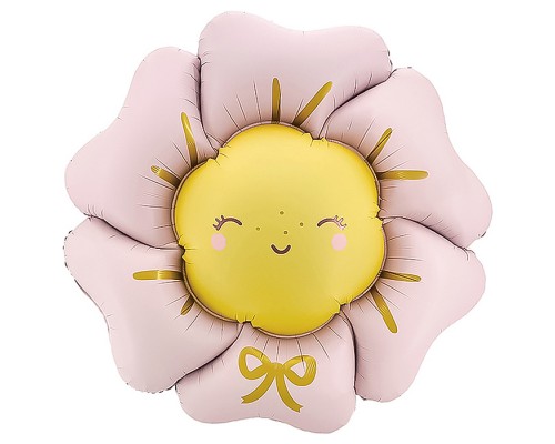Шар (41''/104 см) Цветок, Солнышко, Розовый, Сатин, 1 шт. в уп.